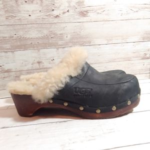UGG sheepskin lined studded clog mules